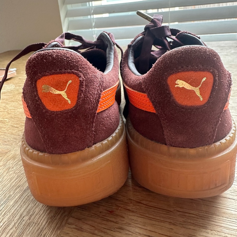 Women’s Puma Suede Platform Trace Sneakers in “Winetasting Flame” - Picture 3 of 11